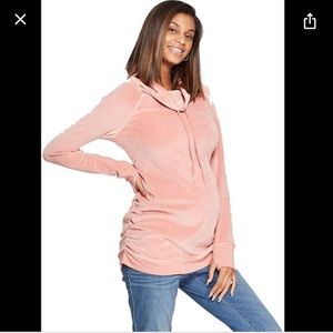 Cowl Neck Dusty Rose Velvet Pull-Over